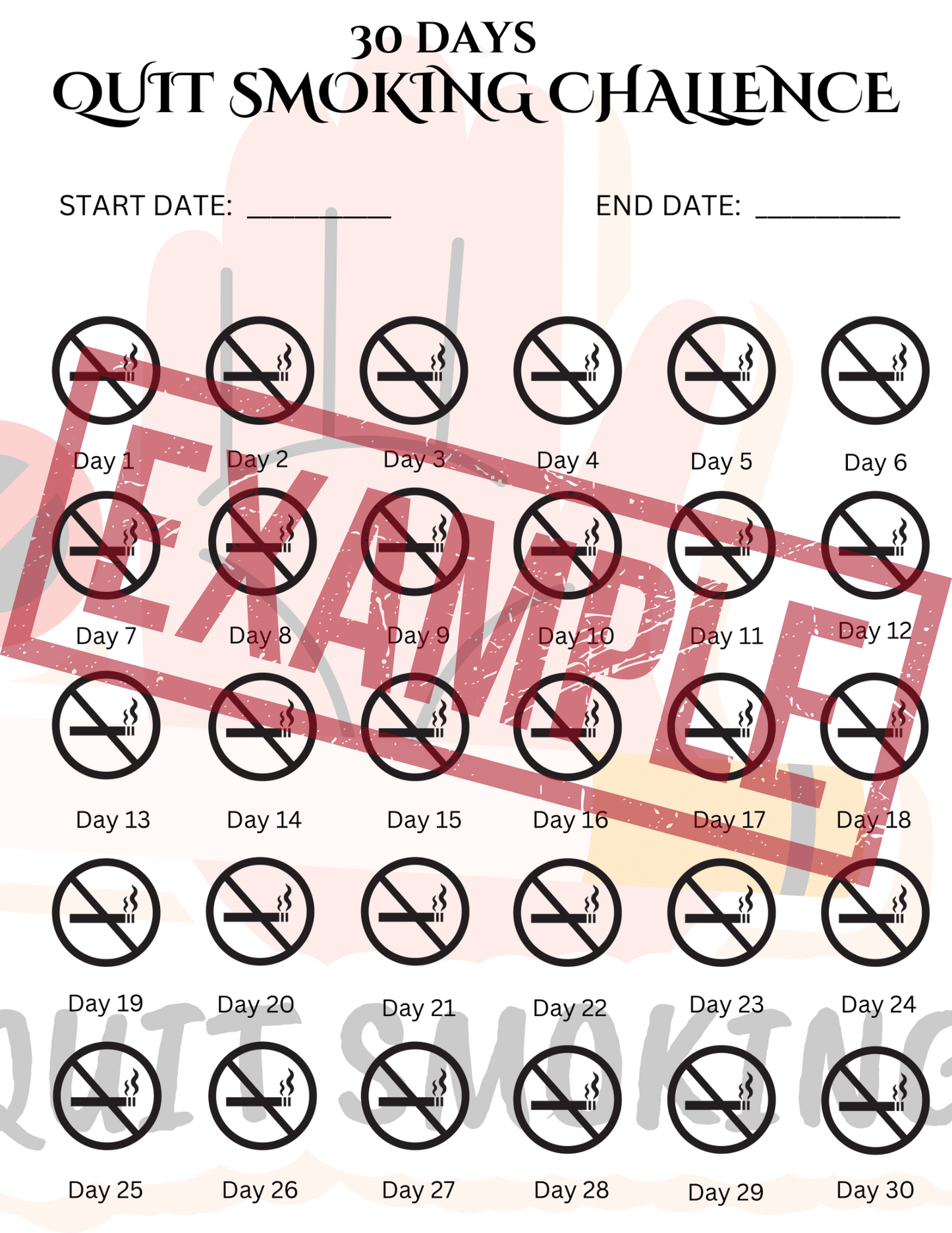 QUIT SMOKING CHALLENGE PLANNER