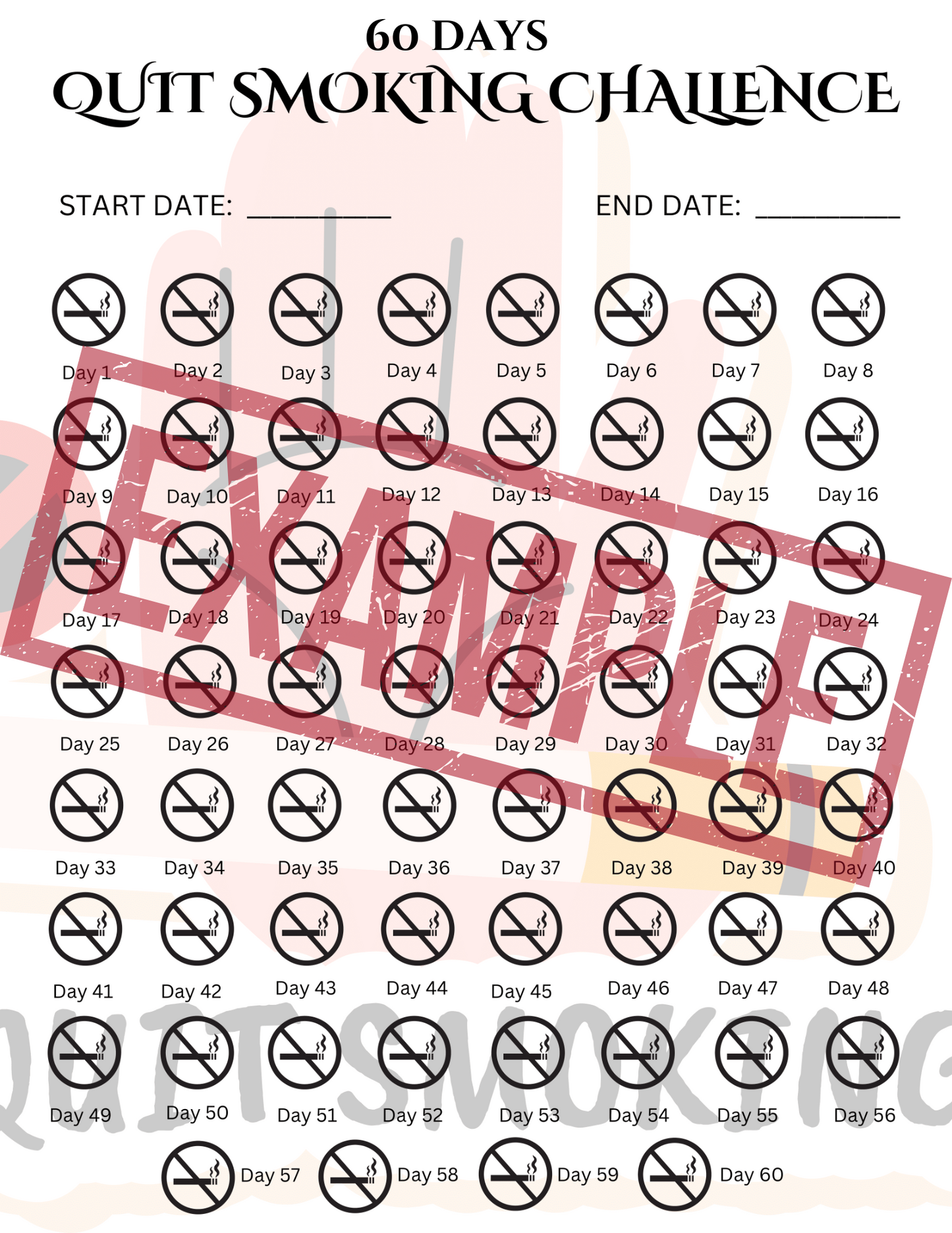 QUIT SMOKING CHALLENGE PLANNER