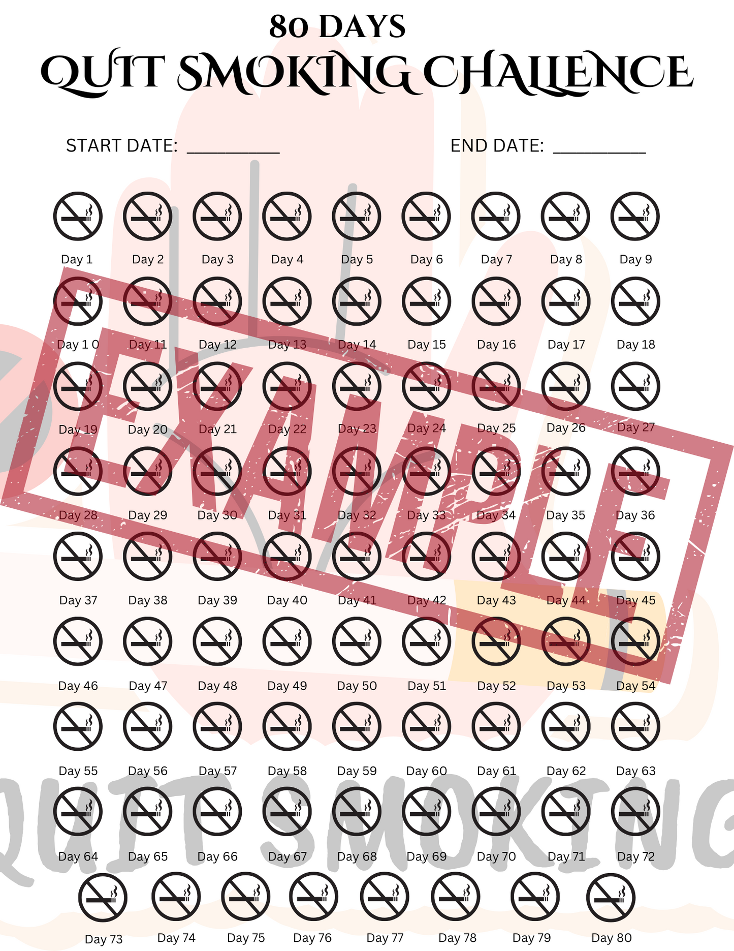 QUIT SMOKING CHALLENGE PLANNER